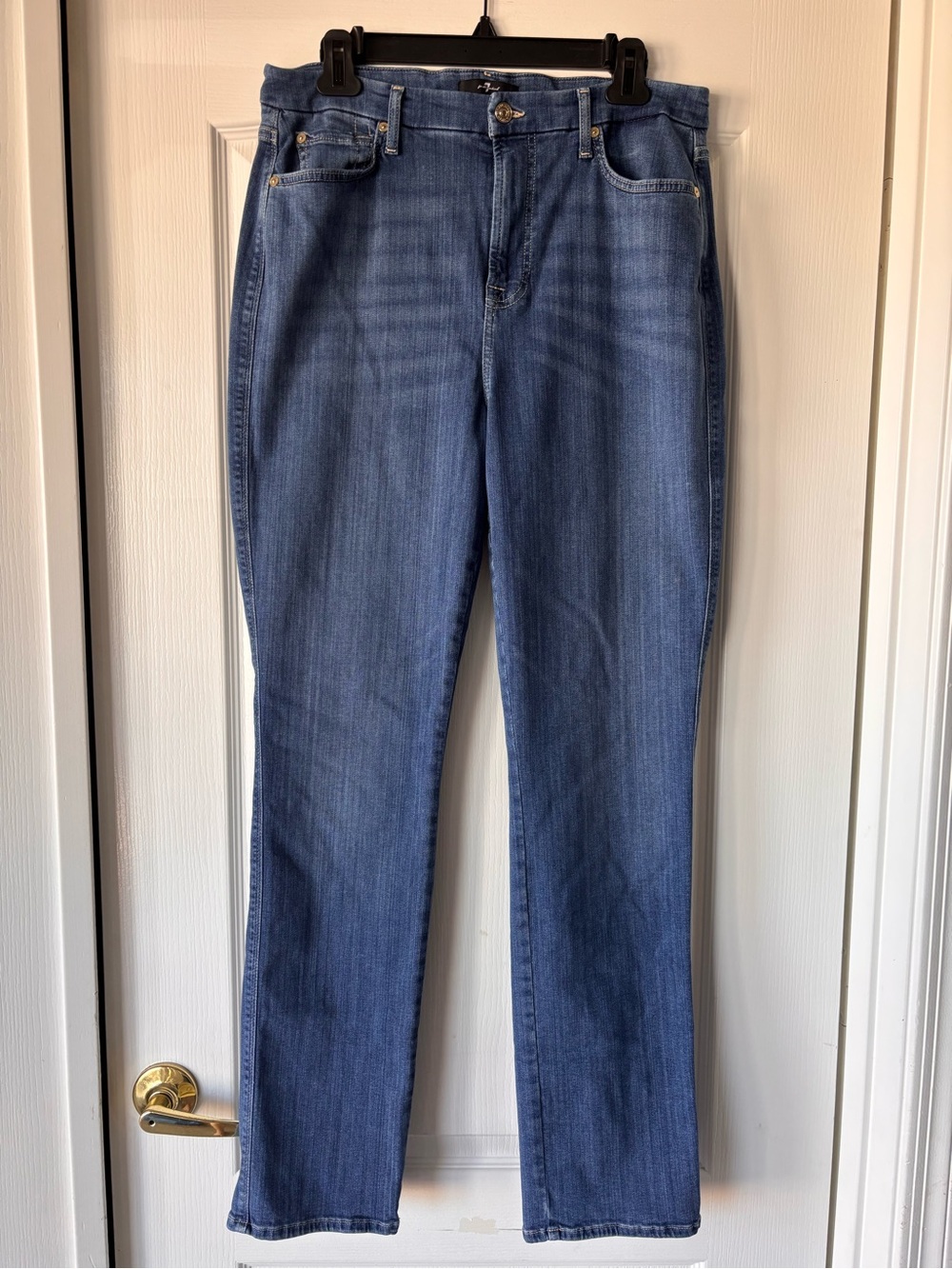 7 for all Mankind Womens Kimmie straight navigation jeans 32 high medium wash